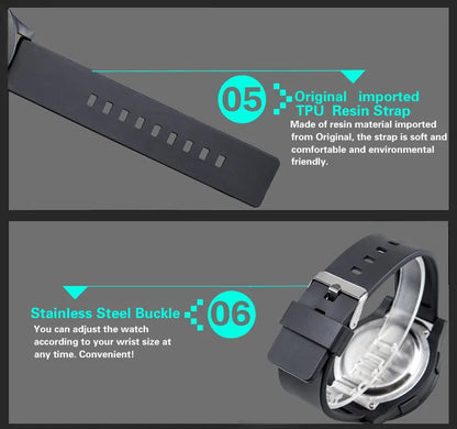 Men Sport Watch Multifunction Military Sports Watch Waterproof Luminous LED Digital Kids Watch Big Dial Student Electronic Watch