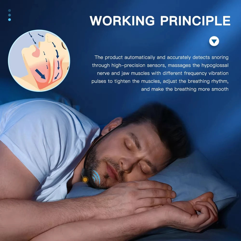 Electric Throat  Anti-Snoring Device EMS Pulse Stop Snore Sleep Instrument Hanging Ear Anti-Snoring Device Snoring Corrector