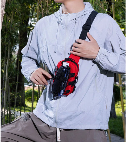 Outdoor Water Bottle Waist Bag Phone Crossbody Storage Pouch Camping Cycling Chest Bag Multifunctional Tactical Chest Bag Men's