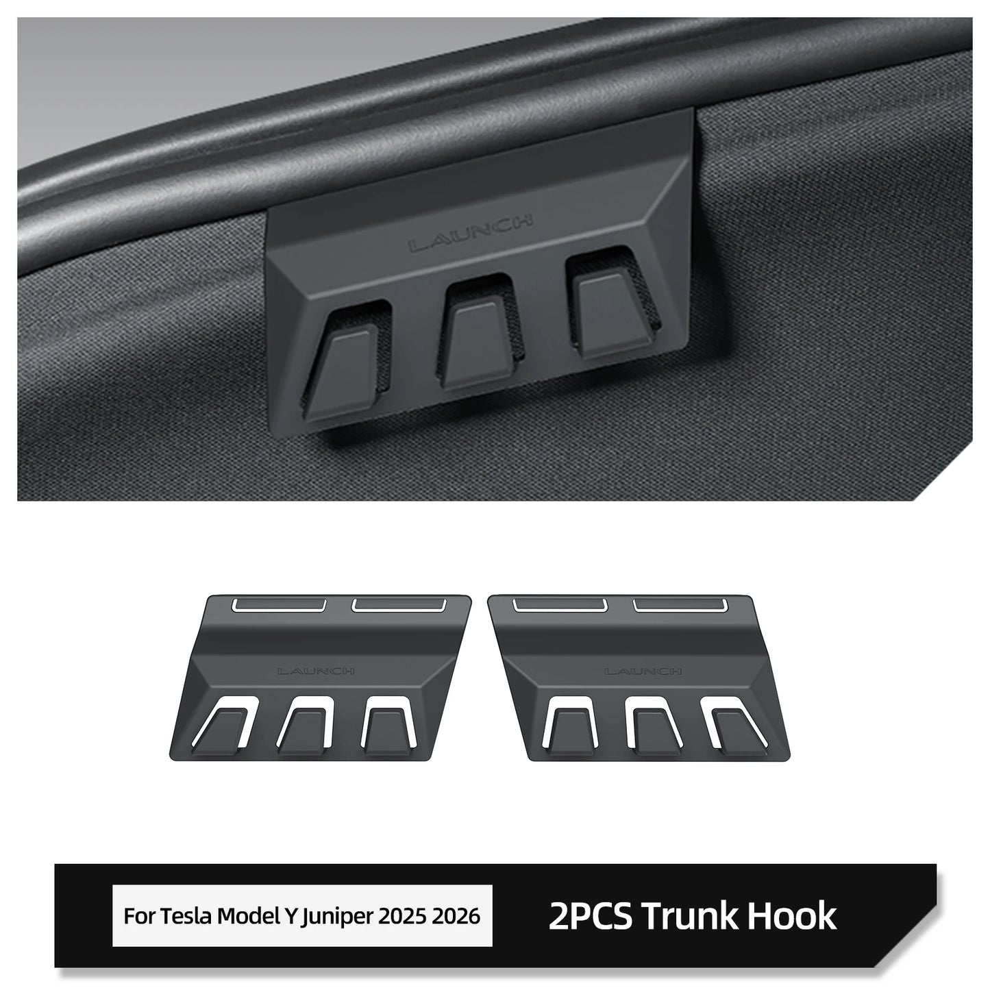 LUCKEASY for Tesla Model Y Juniper Launch/YL 2025 2026 Rear Trunk Hook Hidden Organizer Umbrella Bag Hanger Storage