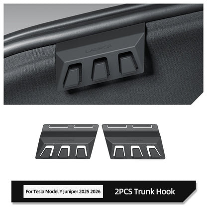 LUCKEASY for Tesla Model Y Juniper Launch/YL 2025 2026 Rear Trunk Hook Hidden Organizer Umbrella Bag Hanger Storage