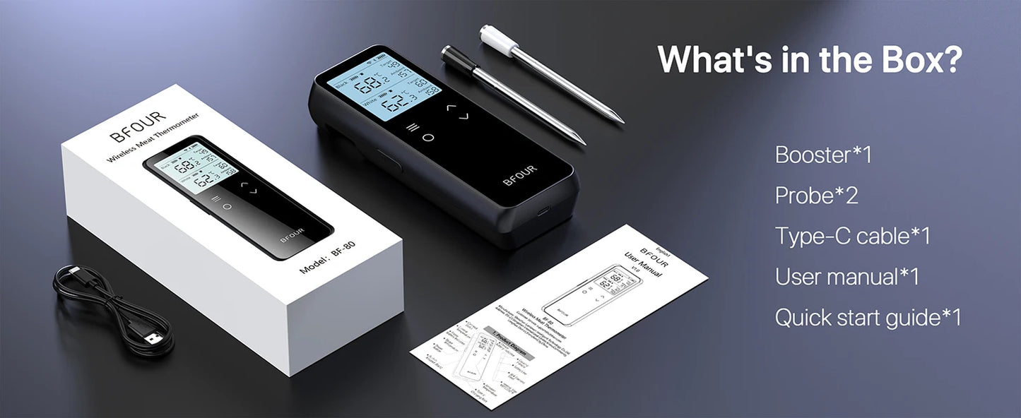 Wireless Meat Thermometer Digital with WiFi Unlimited Range & Bluetooth Support APP Alarm Reminder for BBQ, Oven, Air Fryer