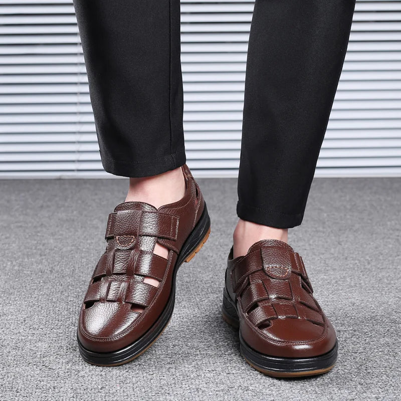 Men's Slip-on Hollow-out Loafers, Summer Comfortable Breathable Cutout Shoes, Non-slip for Outdoor & Driving-XH9608