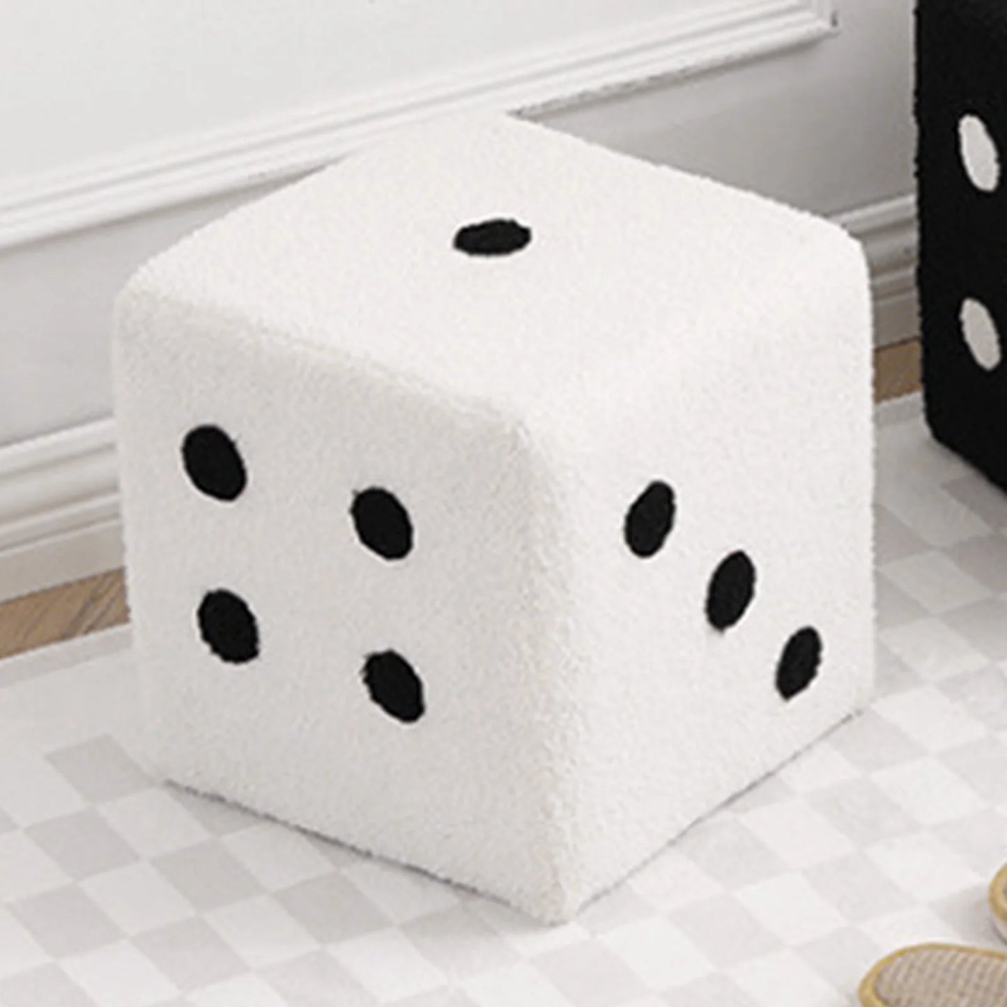 Large Cubic Imitation Lamb Wool Funny Shoes Stool Bedroom Decorative Dices Stool Living Room Mobile Furniture Home Decoration