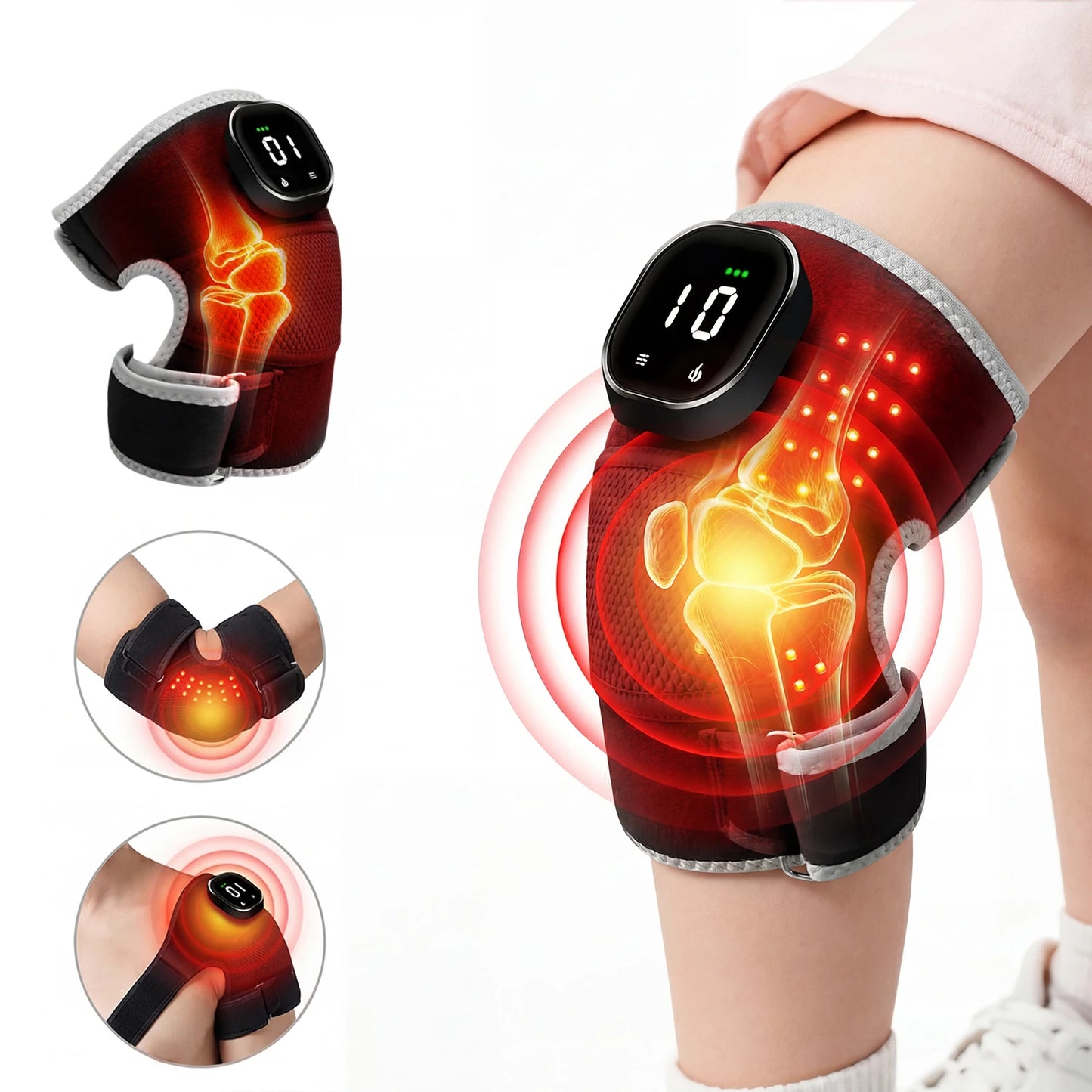 Infrared Heating Vibration Brace USB Plug In 660nm 850nm Red Light Pad for Knee Shoulder Elbow Joint Relax