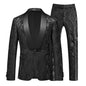 Man Outfit Fashion Printed Patchwork Slim Long Sleeve Men Suit Sets Single-breasted Blazer Straight-leg Pants Male 2-piece Suits