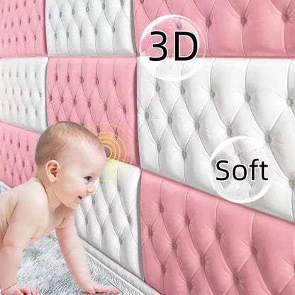 Self adhesive anti-collision soft foam pad 3D tatami thick wall sticker wallpaper for children's bedroom living room wall pad