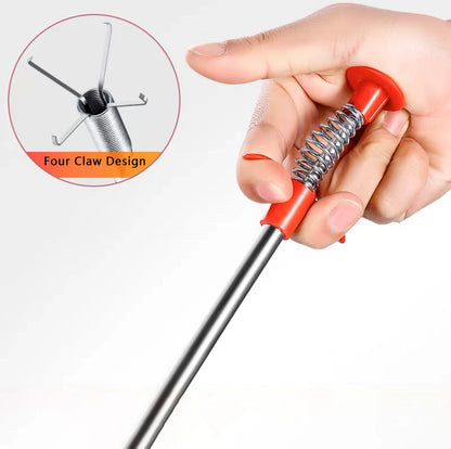 160/60cm Sewer Dredge Pipe Four-claw Hook Sewer Dredging Anti-blocking Tool Telescopic Flexible Claw Reusable Cleaner
