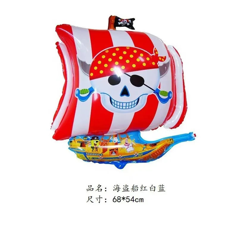 Pirate party napkins plates cups Tablecloths Banner Pirate skull balloon kids Caribbean Pirate themed birthday party decoration