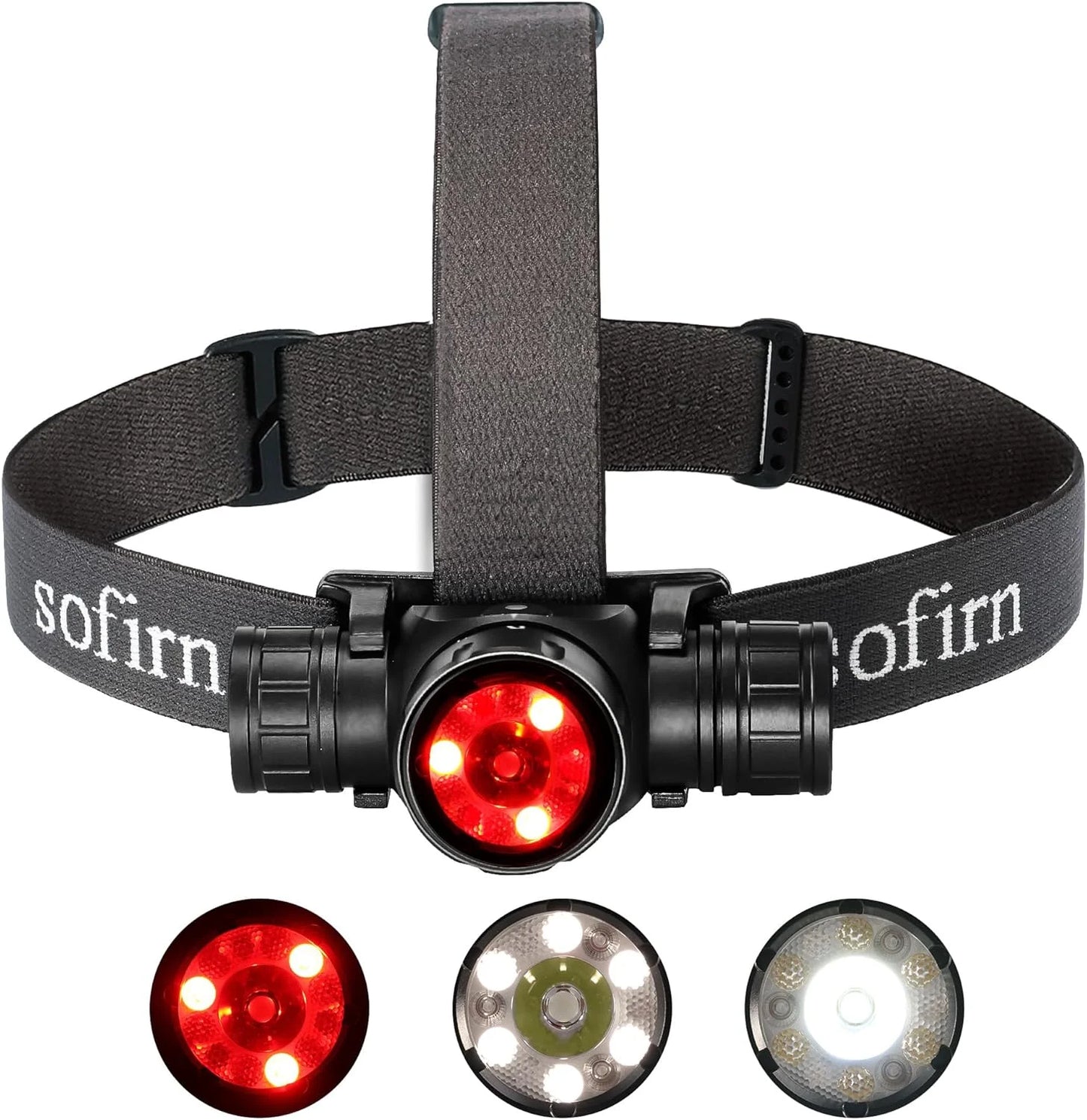 Sofirn HS21 SFT40 LED 2000lm Czerwona Latarka Czołowa 18650 USB C Ładowalna Mocna Latarka z Czujnikiem Podczerwieni