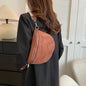 2024 Luxury Designer Women's Chest Bag PU Leather Wide Strap Shoulder Crossbody Bag Female Fashion Fanny Pack Banana Waist Bag