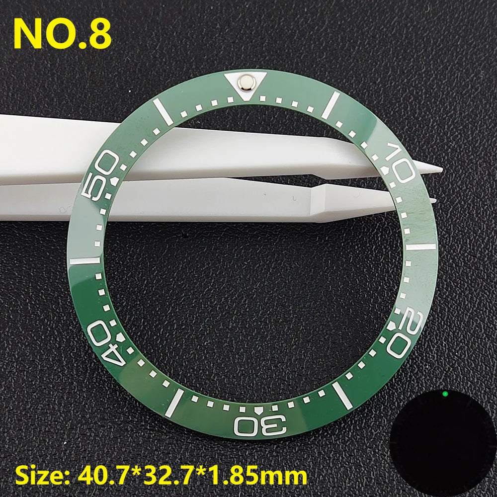 39.3*31.7 or 40.7*32.7mm Sloping Luminous Ceramic Bezel Insert Replacement of watch accessories Ceramic Bezel Insert