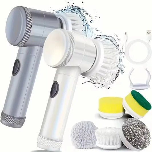 Electric Spin Scrubber Cordless Spin Scrubber with 5 Replaceable Brush Heads Electric Cleaning Brush Cleaning Tools