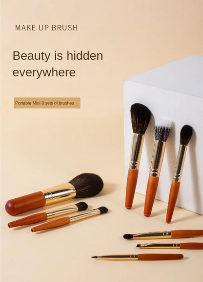 9Pcs/lot Mini Makeup Brush Set Portable Travel Cosmetic Brushes Kit Eyeshadow Foundation Powder Brushes Beauty Makeup Tools