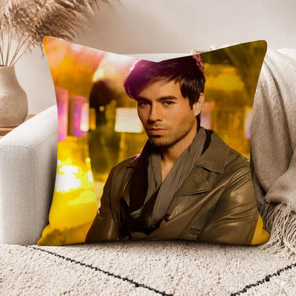 E-Enrique Iglesias-S Cushion Cover Linen Double-sided Printed Cushion Cover, sofa pillow case，Nordic Home Decor