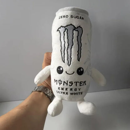 Zero Sugar White Monster Energy Drink Plush Toy Simulation Can Stuffed Doll Cute Soft Figure Decor Gift for Friend Home Ornament