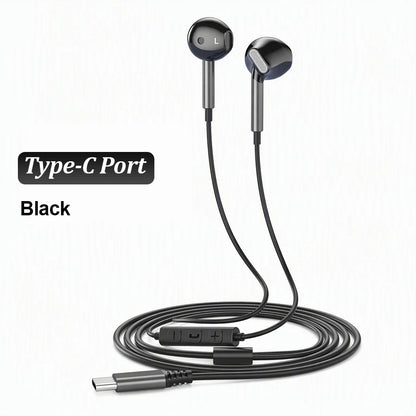 USB Type C Wired Headphones 9D HiFi Stereo Headset 3.5mm Music Earphones With Mic Volume Control For Samsung iPhone 17 16 Xiaomi