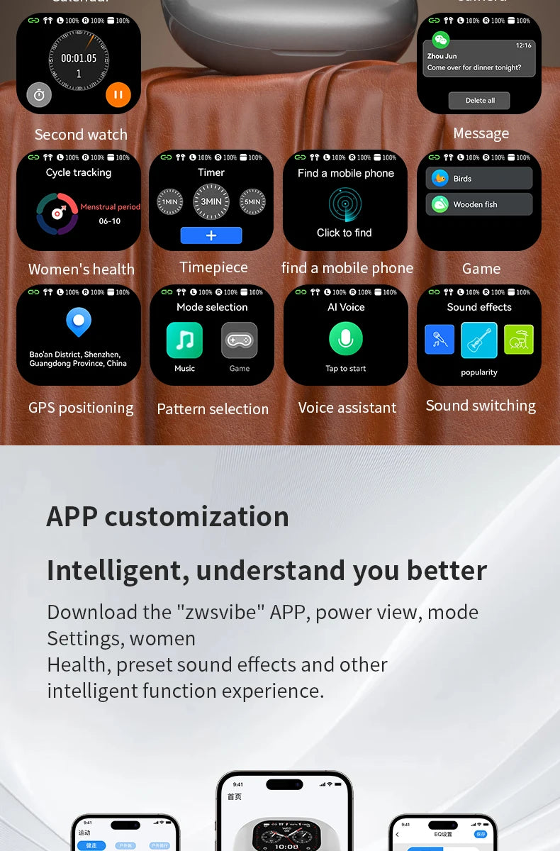 AI Translating Earbuds Real-time 144 Languages Translation Earphone Touch LCD Screen OWS Open Ear Wireless Headphone HiFi Stereo