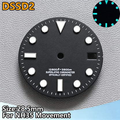 28.5mm NH35 Watch Dial Luminous Dials Single Calendar Dial Suitable For NH35 Movement Can Support DIY Dial Customization Logo