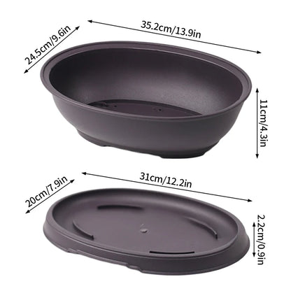 Rectangular Square Flowerpots Imitation Purple Clay Succulent Plants Pots Oval Pots Outdoor Garden Landscape Bonsai Pot Trays