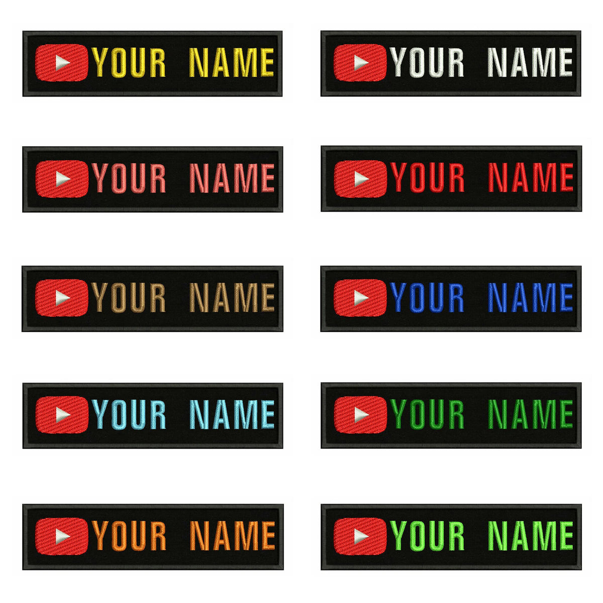YouTube Logo 10X2.5cm Embroidery Custom Name Text Patch Stripes Badge Iron On Or  Patches