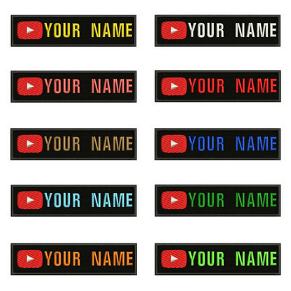 YouTube Logo 10X2.5cm Embroidery Custom Name Text Patch Stripes Badge Iron On Or  Patches
