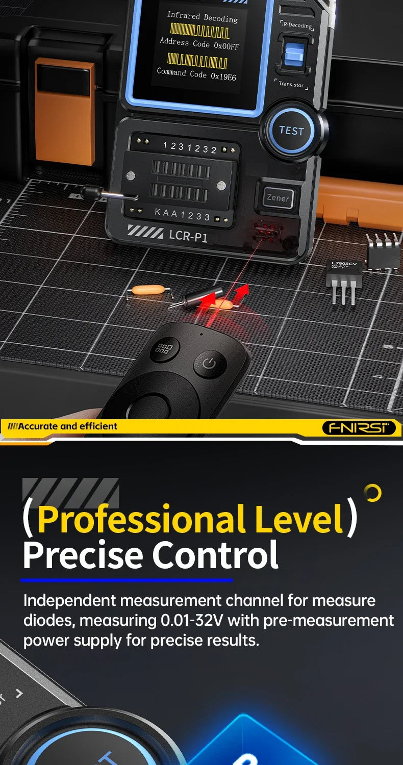FNIRSI LCR - P1 A Multifunctional Tester for Transistors, Diodes, Capacitance, Resistance, LCR and ESR Measurements