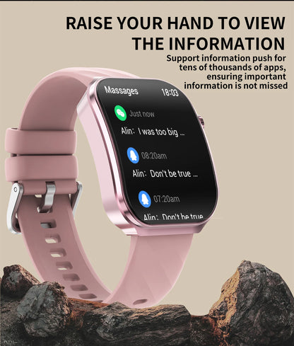 LIGE Nowy smartwatch z zakrzywionym ekranem 3D o przekątnej 2,2 cala z podświetleniem LED, termometrem, monitorem zdrowia, połączeniami BT i funkcjami sportowo-fitnessowymi