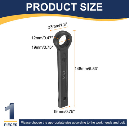 Uxcell Box End Striking Ring Wrench 17mm-48mm Metric CR-V Steel 12-Point Flat Strike Wrench Baking Paint Single Head Spanner