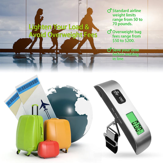 50kgx10g LCD Digital Scale Electronic Luggage Hanging Weight Scale Portabal Handheld Travel Suitcase Baggage Weight Scale