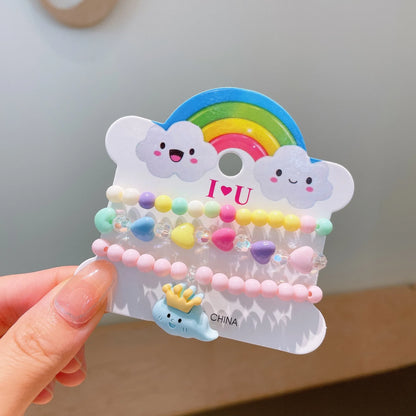 3Pcs Qute Colourful resin Bracelets Little Girls Bracelets Kit Kids Fashion Charm Bracelet Kids Jewelry Party Accessories