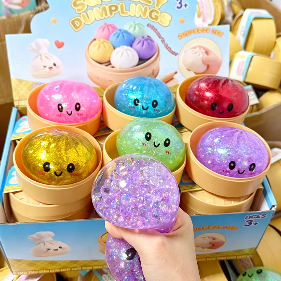 Glitter dumpling squishies Glitter Dumpling Squishy with Box Dumplings Sensory Dumpling Pressure Toy for Stress Relief