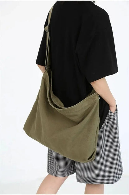Retro Canvas Shoulder Bag Large Capacity Multi-purpose Messenger Bag Travel Tote Bag Woman Men