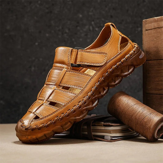 Large Size Summer New Men's Beach Sandals Outdoor Casual Leather Bag Head Wear-resistant Breathable Men's Shoes