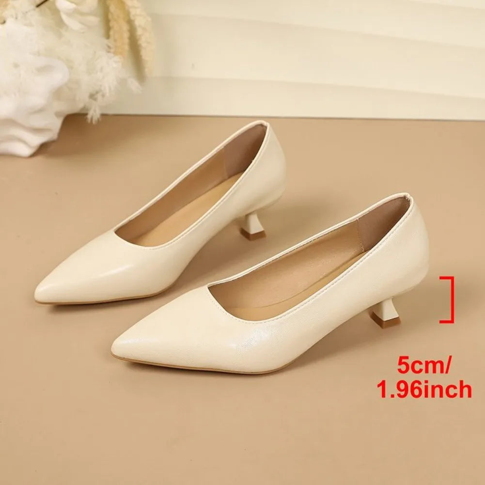 Women's Cow Leather Pointed Toe Slip-on Pumps High Quality Soft Comfortable Elegant Ladies Thin High Heel Slim Dress Shoes