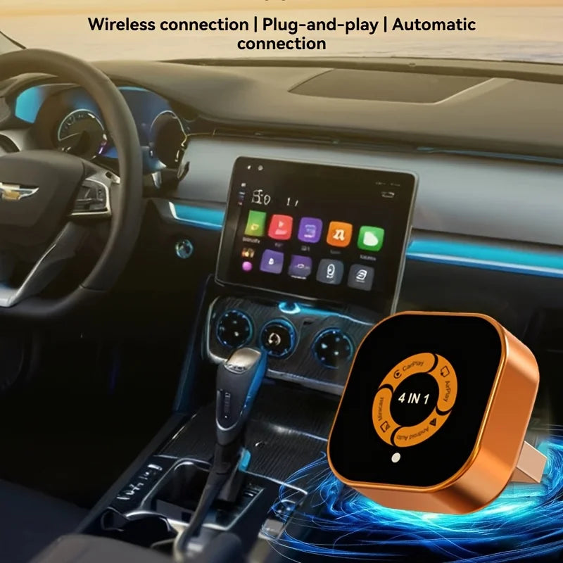 TrolinkTek 2026 Upgrade 4in1 Carplay Adapter Wireless Android Auto Mirror Link Smart MiNi AI Box USB Auto Connect Plug and Play
