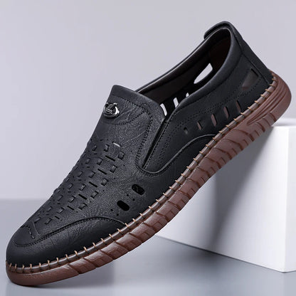 Men's Comfortable Slip-on Loafers, Non-slip Soft Sole Business Casual Shoes, Breathable for Outdoor Use and Driving-XH501