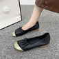 Chinese Style Color Block Slip-on Flats, Low Heel Comfortable Versatile Work Shoes for Women