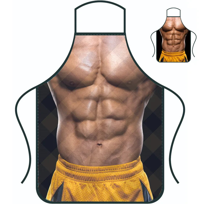 Funny Creative Personalized Muscle Men's Apron Household High-value Overalls Apron