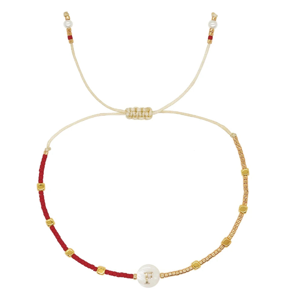 Go2boho New In Dainty Tiny Friendship Bracelets For Women Shell Letter Jewerly A-Z Charm Summer Fashion Design The Best Gift To