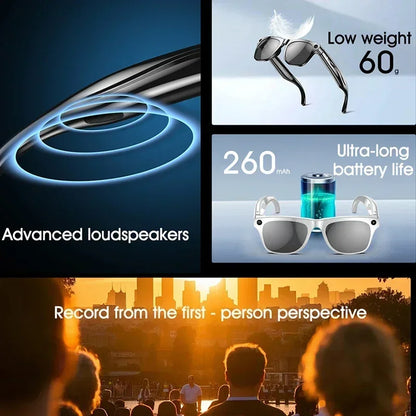 Lenovo AI Smart Bluetooth Glasses HD 6K 260Mah Multifunction Calling Translate Voice Assistant Music Player Camera Glasses 2026