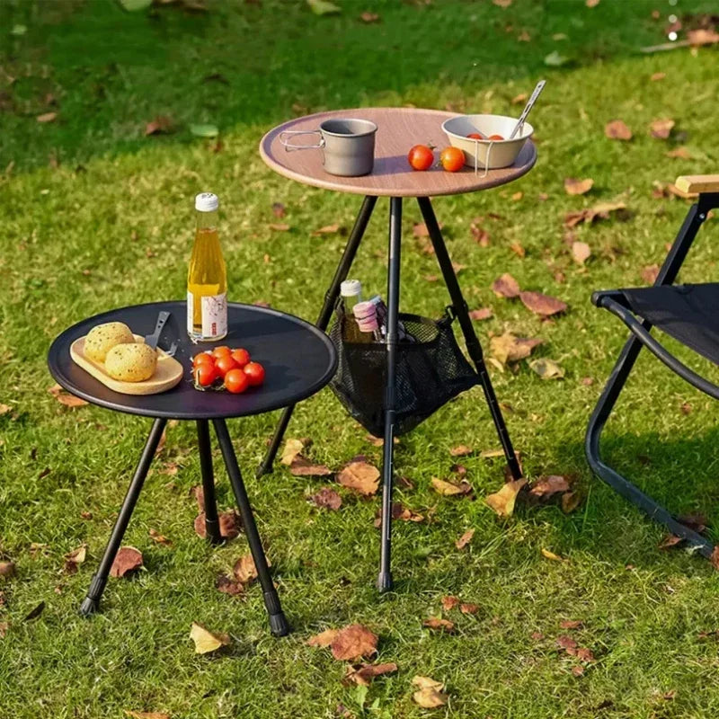 Telescopic Folding Round Table Outdoor Three-legged Dining Table Portable Aluminum Alloy Coffee Table Hike Picnic Liftable Table