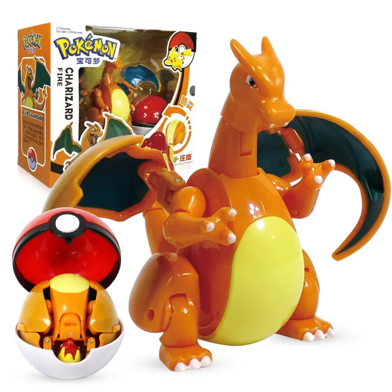 Pokemon ball deform Figure Pikachu Charizard Venusaur Blastoise Gyarados Solgaleo Lunala Action Figurine pokeball poke child Toy