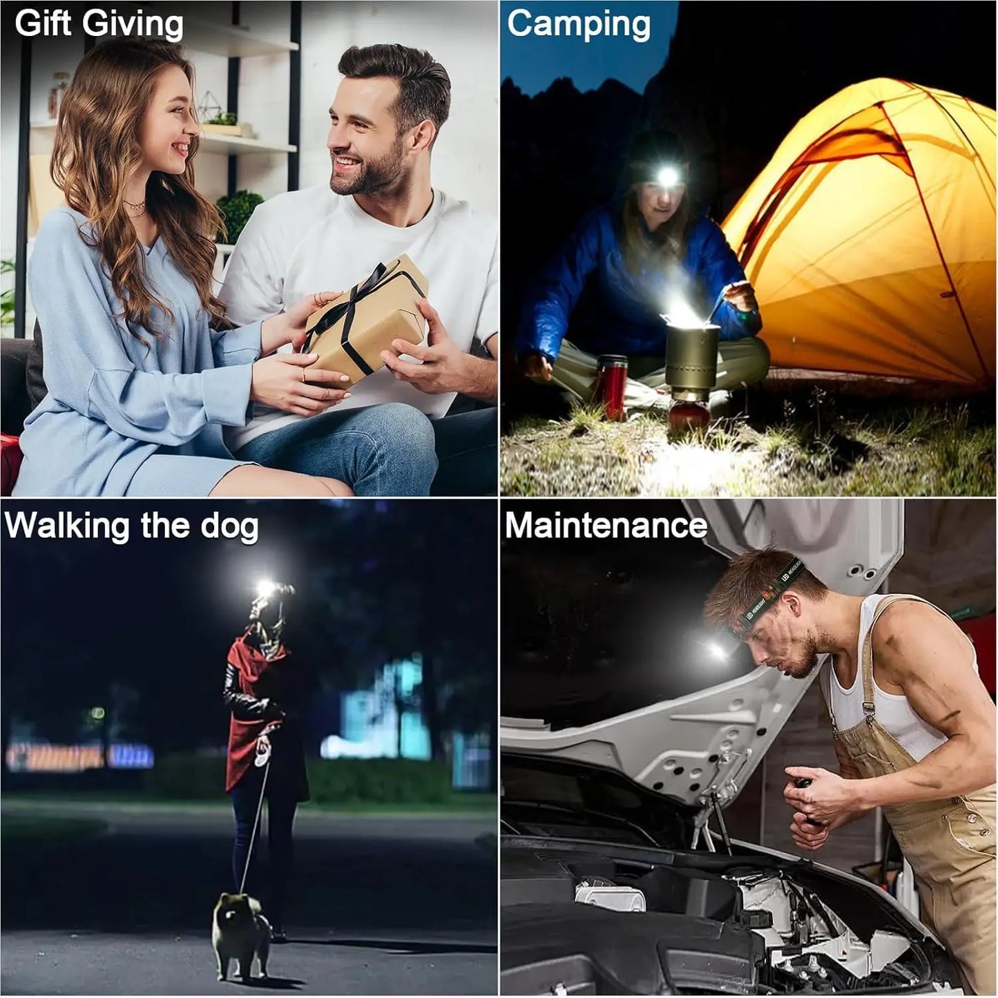 Rechargeable Headlamp Motion Sensor LED Headlight Red Light Super Bright Fishing Light Head Flashlight Camping Outdoor Head Lamp