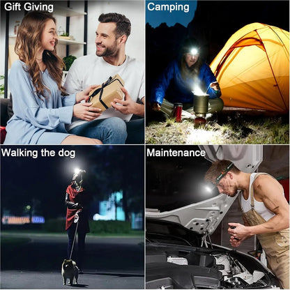Rechargeable Headlamp Motion Sensor LED Headlight Red Light Super Bright Fishing Light Head Flashlight Camping Outdoor Head Lamp