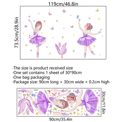 Ballet Girl Vinyl Child Wall Stickers For Baby Kids Room Decoration Adhesive Wallpaper Bedroom Accessories Room Decor Wall Art