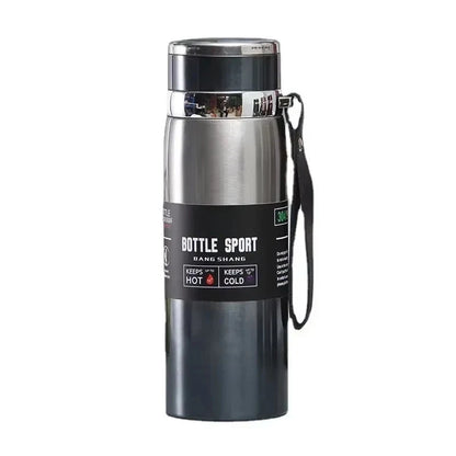 Portable 1L Stainless Steel Vacuum Flask, Insulated Water Thermos for Hot/Cold Coffee, Tea & Beverages