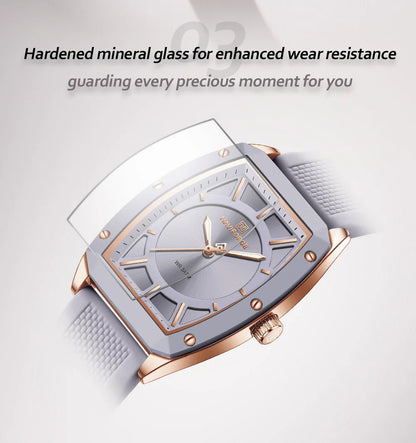NAVIFORCE Women Quartz Watches Silicone Strap Student Sports Watch Big Dial Simple Tonneau Waterproof Wristwatches Dropshipping
