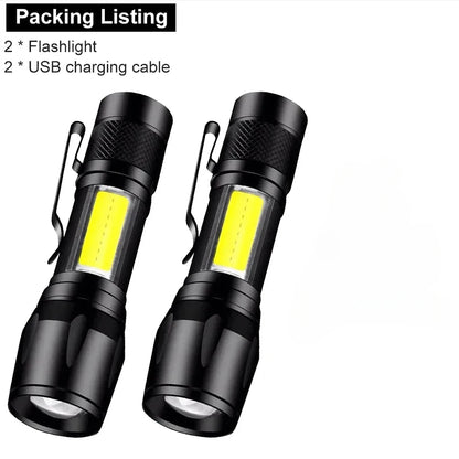 Aluminum Alloy Portable Torch Powerful LED Flashlight USB ReChargeable Outdoor Tactical Zoom Camping Waterproof Flash Light
