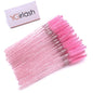 50 Pcs Shiny Crystal Eyelash Applicator Disposable Diamond Handle Nylon Two Colors Mascara Wands Spoolies Pink Brushes